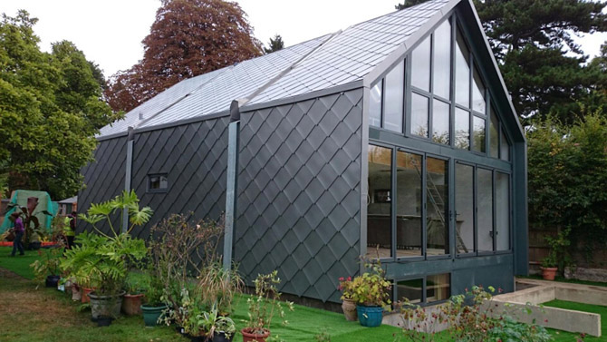 Amphibious House Zinc Shingle Roof and Cladding