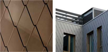 Rhomboid tile zinc shingles