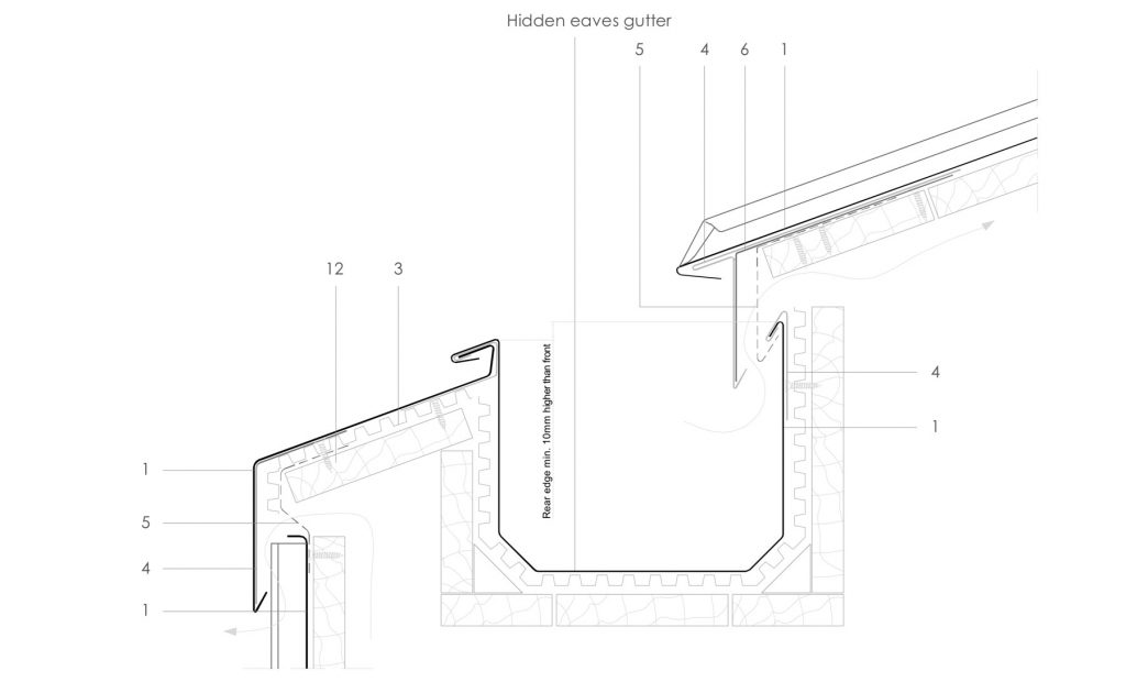 allow for overflow in hidden eaves box gutter detail