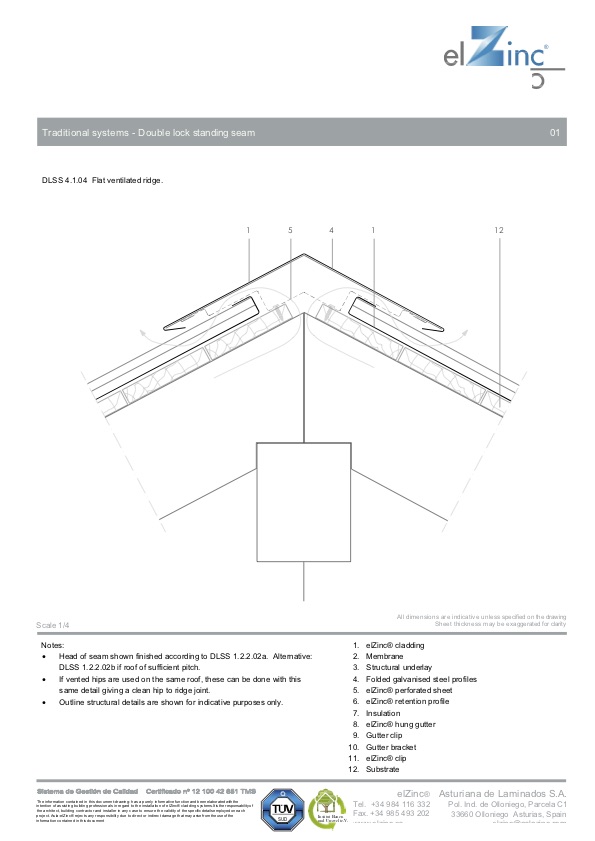 Flat Ventilated Zinc Ridge Detail elZinc