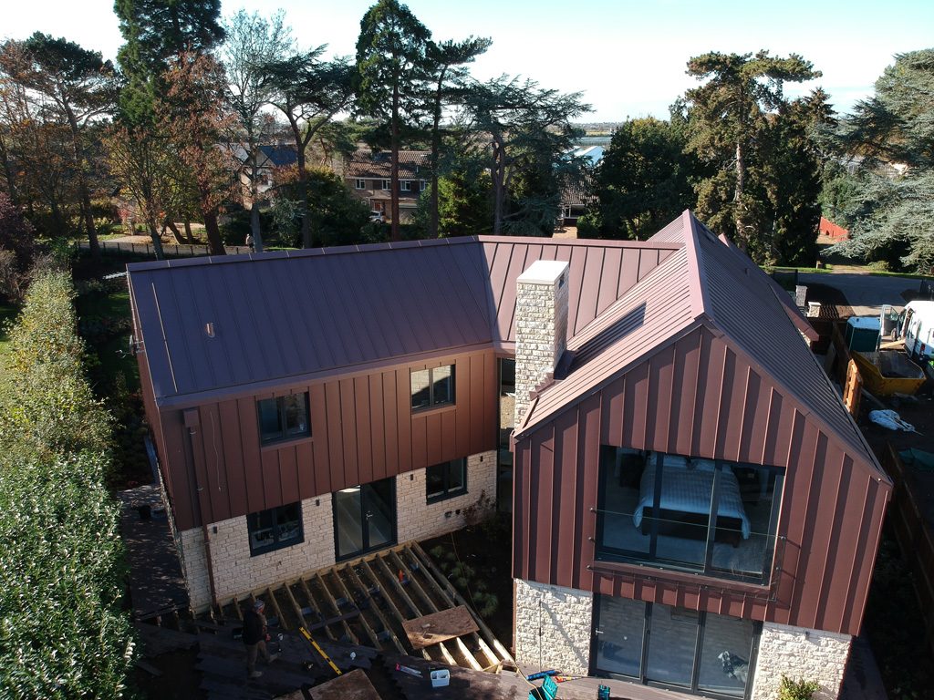 Flat Zinc Ridge Detail on Red Zinc House in Blunham, Bedfordshire 