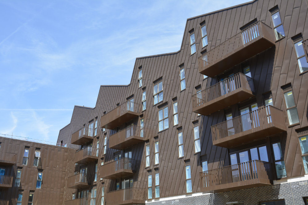 Zinc cladding for housing - balcony elevation